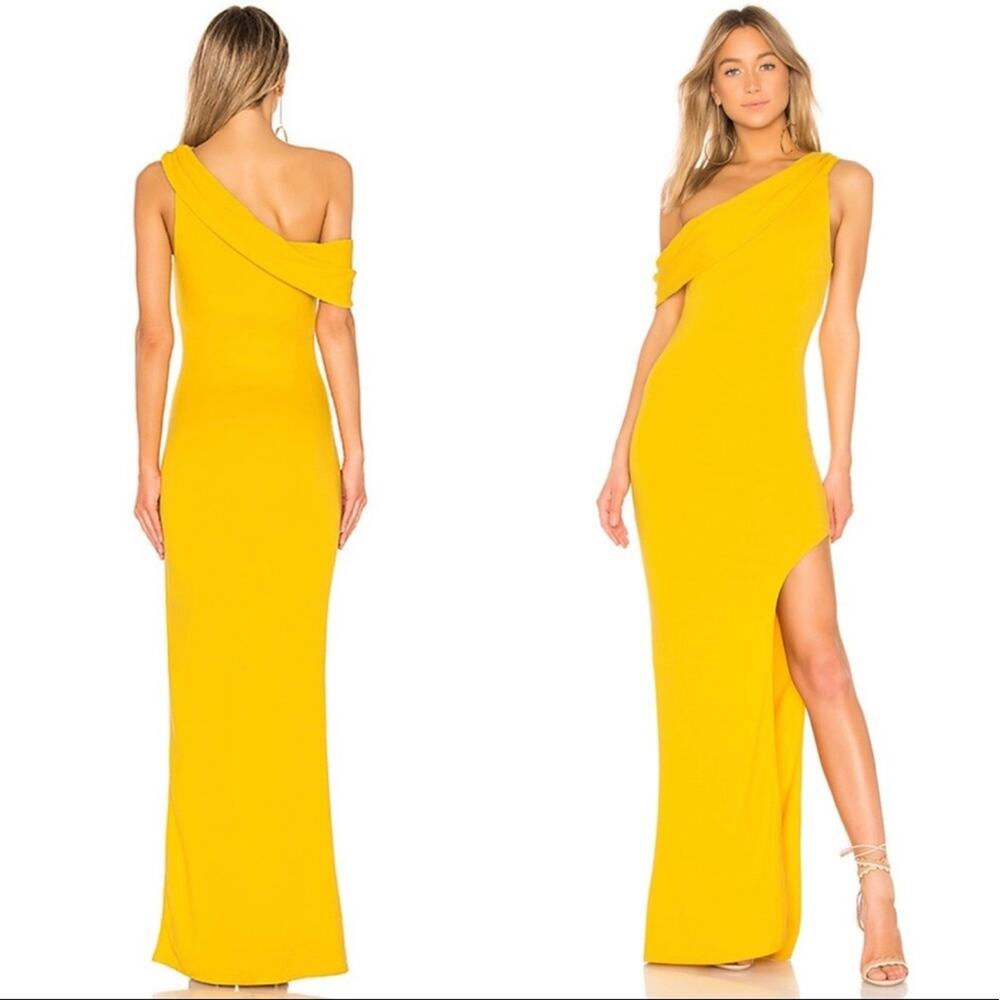 LOVERS + FRIENDS Dress Marigold Yellow Gown Off the Shoulder NWT SZ Extra Small